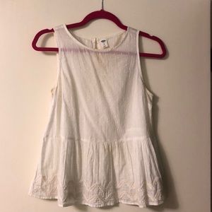 Old Navy White Embroidered Tank